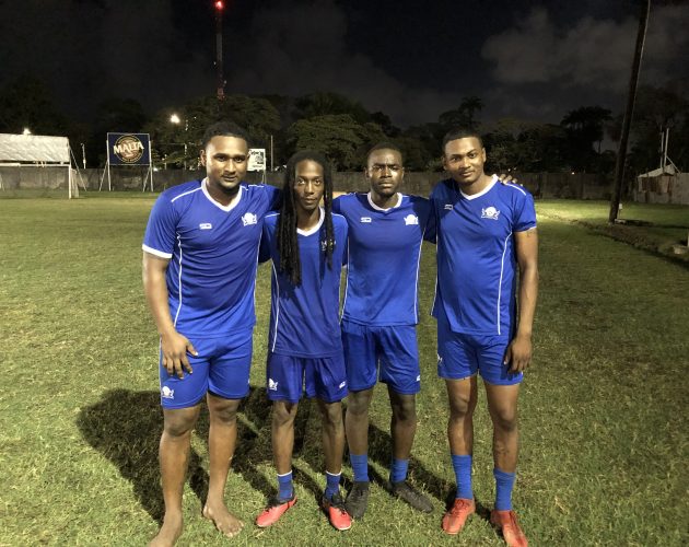 Pouderoyen scorers from left: Keon Duke, Dwayne St. Kitts, Kenaz Stephens, and Kevin Duke
