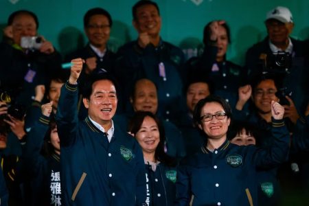 Taiwan President-elect Lai Ching-te, of Democratic Progressive Party’s (DPP) and his running mate Hsiao Bi-khim attend a rally following the victory in the presidential elections, in Taipei, Taiwan January 13, 2024. (Reuters photo)