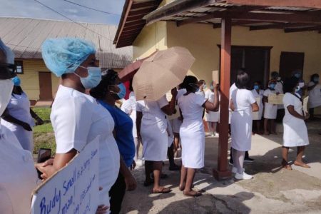 The nurses of the Linden Hospital Complex during one of their protests