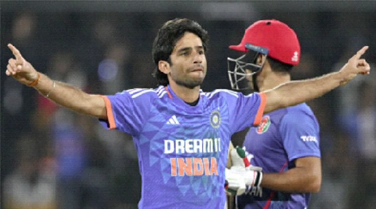 Ravi Bishnoi celebrates India's dramatic victory over Afghanistan