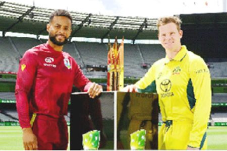 West Indies captain Shai Hope (left) with Australia skipper Steve Smith.