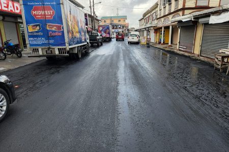 Road rehabilitation works were completed on Alexander Street, Kitty, on Tuesday evening by the Ministry of Public Works’ Special Projects Unit. (Ministry of Public Works photo)