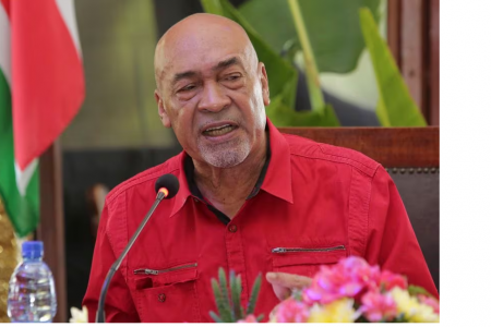 Former Suriname president Desi Bouterse speaks during a news conference after the Court Martial of Suriname confirmed a 20-year jail sentence for his involvement in the murder of 15 people while he ruled in 1982 during his military government, in Paramaribo, Suriname August 31, 2021. REUTERS/Ranu Abhelakh