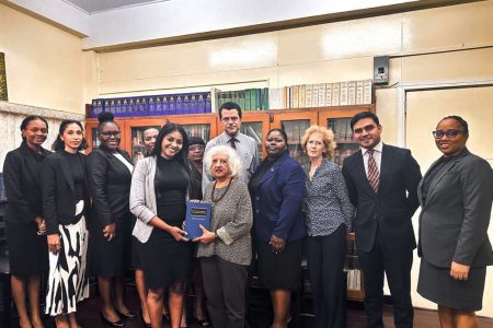 From left to right are: Abigail Manbodh, Kerri Brusch, Shaunessy  Profitt, Cona Husbands, Cassandra Jaikaran, Gaitre Persaud, Sultana Fitzpatrick, Timothy Jonas, Shellon Boyce, Josephine Whitehead, Jed Vasconcellos and Shameka Taitt.