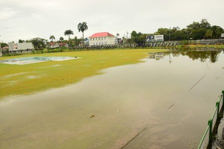 Continuous rainfall forced the Guyana Harpy Eagles practice match at GCC, Bourda to be abandoned without a ball bowled