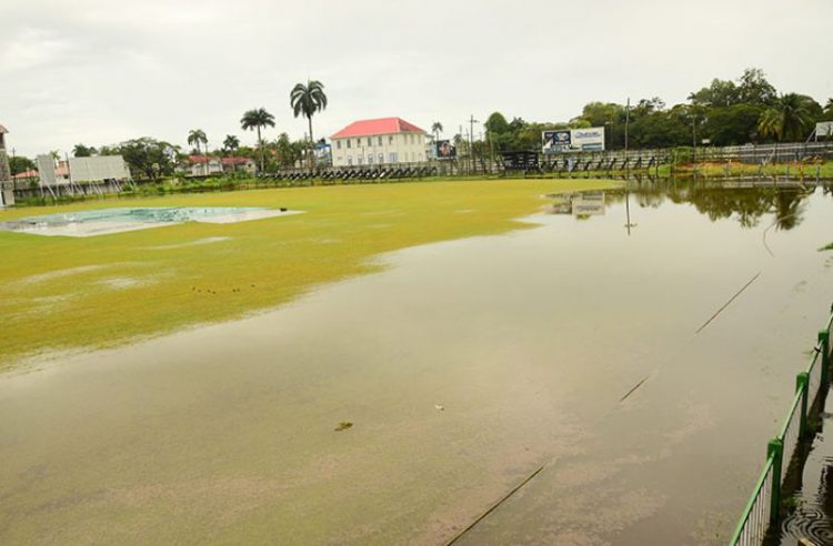 Continuous rainfall forced the Guyana Harpy Eagles practice match at GCC, Bourda to be abandoned without a ball bowled