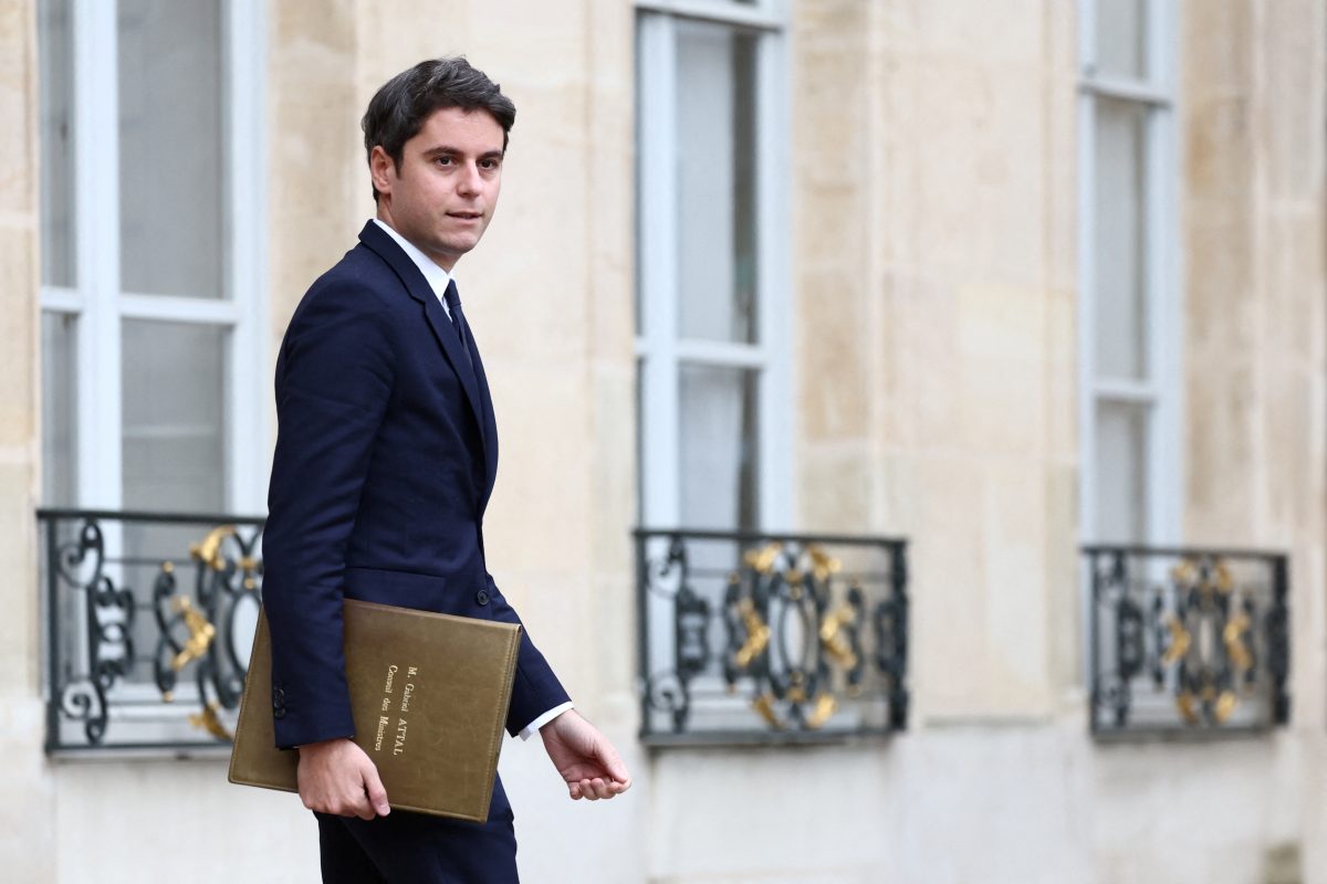 French Education and Youth Minister Gabriel Attal leaves following the weekly cabinet meeting at the Elysee Palace in Paris, France, December 12, 2023. REUTERS/Stephanie Lecocq - RC2MV4AKE11Q