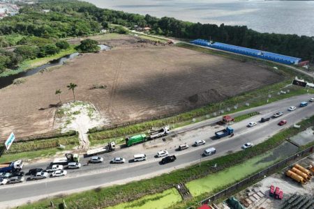 A drone shot showing the start of the work (Office of the President photo)