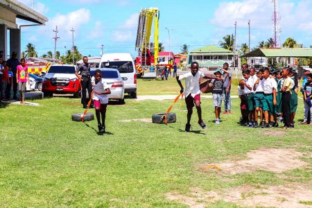 The Guyana Fire Service (GFS) yesterday held another Kids Fire Safety Camp, this time at the Lusignan Community Centre.
A release from the GFS said that the camp saw children from several schools on the East Coast of Demerara, including Mon Repos Primary, Good Hope Secondary, and Camille’s Institute, as well as children who live in the area.