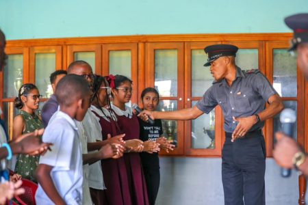 Students participating in the impactful session held by the Guyana Fire Service at the Lusignan Community Centre