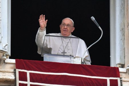 Pope Francis leads the Angelus prayer at the Vatican, January 7, 2024.   Vatican Media/­Handout via REUTERS / File Photo