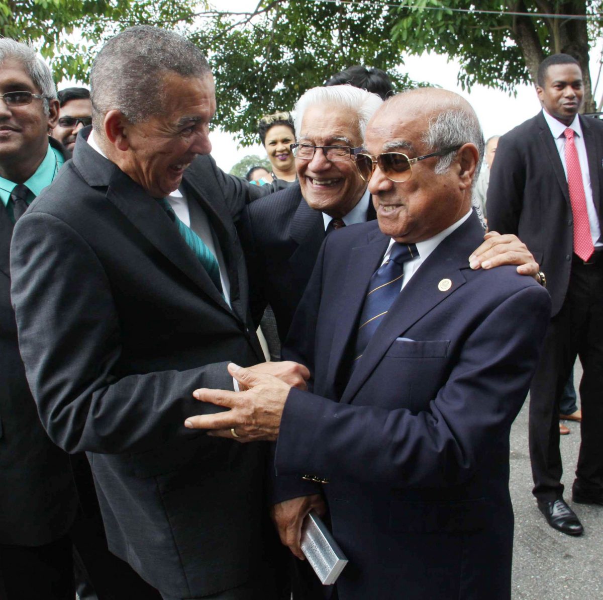 Presentation College, San Fernando Old Boys, from left, President Anthony Carmona, former Prime Minister Basdeo Panday and former High Court Judge Anthony Lucky at the school’s career seminar in October 2017.