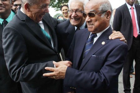 Presentation College, San Fernando Old Boys, from left, President Anthony Carmona, former Prime Minister Basdeo Panday and former High Court Judge Anthony Lucky at the school’s career seminar in October 2017.