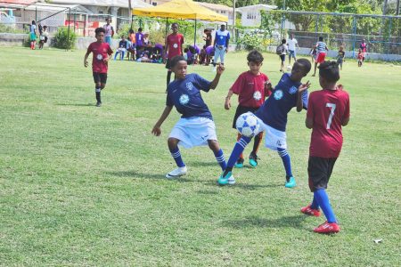 Friendship All-Stars (in blue) during their match against Kick Start Academy. 