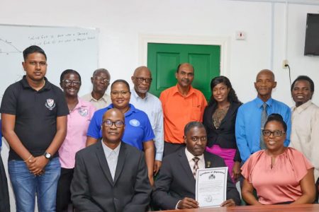 This Ministry of Labour photo shows those who attended the ceremony. 