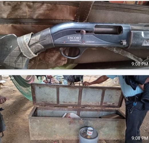 The shotgun and the box in which it was found (Police photo)
