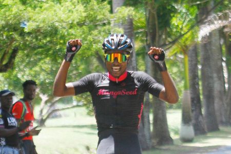 Briton John retained his title as he peddled to victory in the Beacon 40-Mile Road Race
