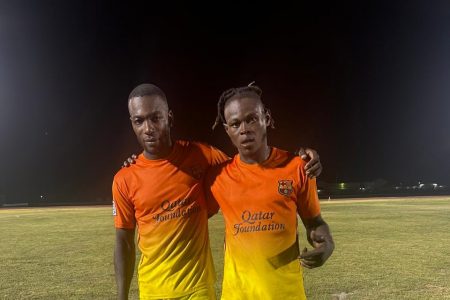 Crane scorers from left Kwesi Henry and Kadeem Andrews 
