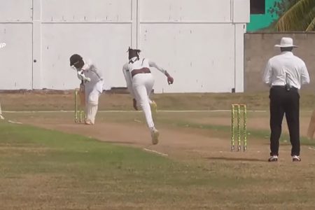 Caught Behind! Cephas Cooper edges behind to Guyana Harpy Eagles wicketkeeper Kemol Savoury off the bowling of Ronsford Beaton