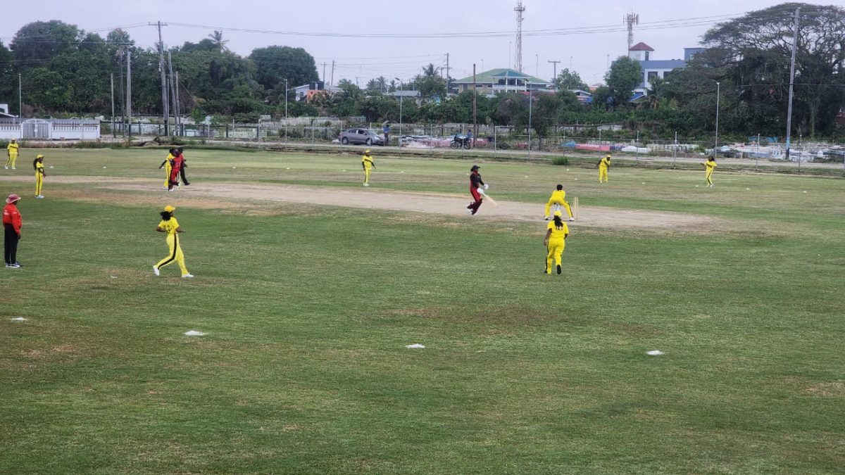 A scene from the Berbice and Essequibo encounter in the GCB Senior Women’s Super50 Inter-County Championship