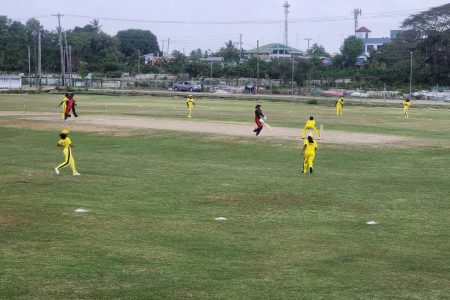 A scene from the Berbice and Essequibo encounter in the GCB Senior Women’s Super50 Inter-County Championship