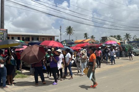 Teachers protesting yesterday. 