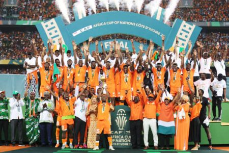 Ivory Coast celebrating on home soil after winning the 2024 Africa Cup of Nations
