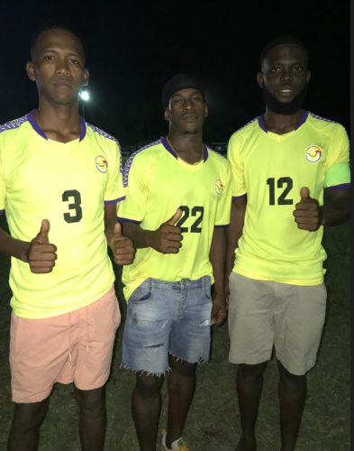 Monedderlust scorers from left: Stephon
Moore, Ntini Bobb, and Paul McDonald