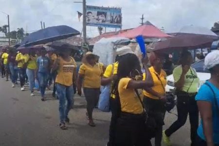 Teachers from Linden on the fifth day of the teachers’ strike