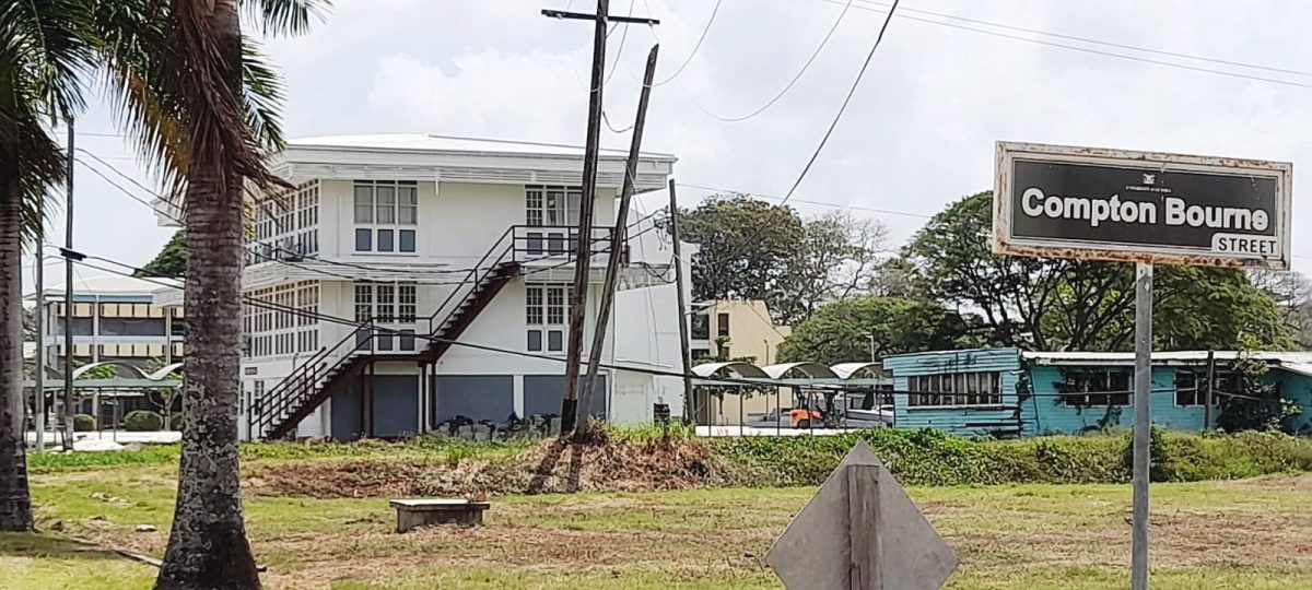 The fire escape at the University of Guyana law faculty building