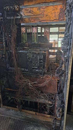 Fire damage to the control room
