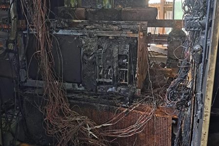 Fire damage to the control room
