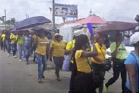 Teachers from Linden on strike 