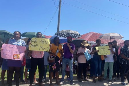 Teachers at Fort Wellington, Region Five on strike yesterday. 