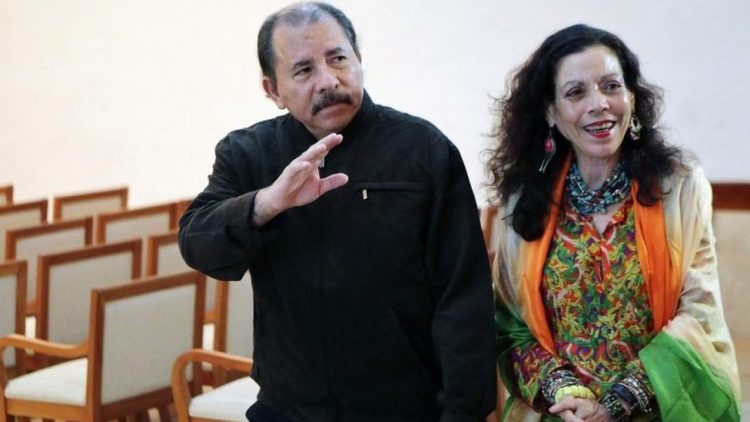 President Daniel Ortega and his wife and vice president, Rosario Murillo 