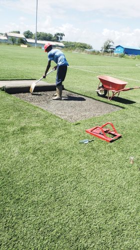 Greenfields, a specialist company based in the Netherlands did remedial work on the turf at the National Training Centre, Providence