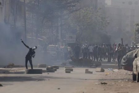 Senegalese demonstrators clash with riot police as they protest against the postponement of the Feb. 25 presidential election, in Dakar, Senegal February 9, 2024. (Reuters photo)
