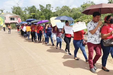 Some of the teachers who protested in Mabaruma yesterday.  