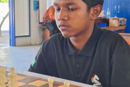 Sachin Pitamber in deep concentration during his bid for the National U-16 championship
