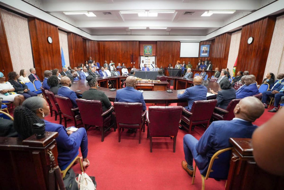 President Irfaan Ali addressing the St Lucia Parliament (Office of the President photo)
