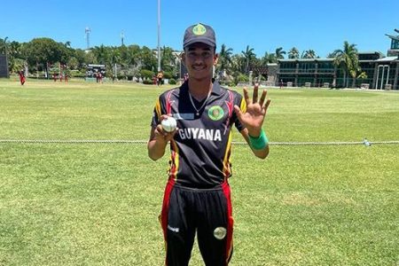 Fifer! Pacer Arif Khan snared 5-18 to help Guyana to victory.