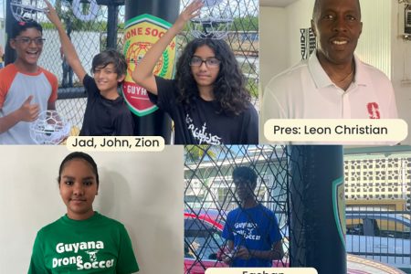The five youths who will represent Guyana at the Academic Drone Soccer World Cup & Career Fair in San Diego, California.