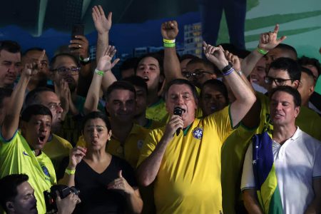 Former Brazil’s President Jair Bolsonaro attends a Partido Liberal (PL) political rally to launch the federal deputy Alexandre Ramagem as pre candidate for mayor, in Rio de Janeiro, Brazil, March 16, 2024.