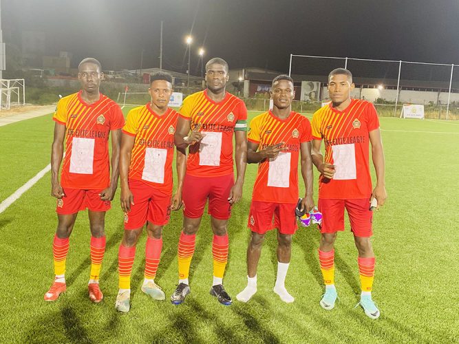 GDF scorers from left: Ian Dooker, Delroy Fraser,
Colin Nelson, Abumchi Benjamin, and Stephon McDonald