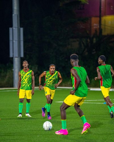 Members of the Golden Jaguars local contingent are being put through their paces at the National Training Centre in Providence on Monday evening.
