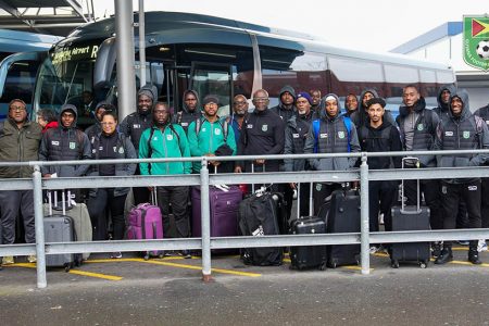 Members of the Golden Jaguars team following their arrival in England (photo compliments of GFF)