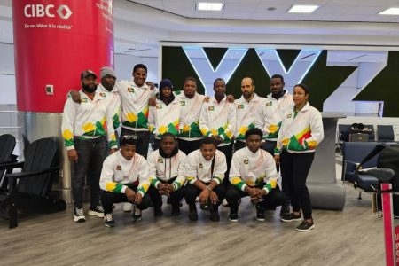 The Guyana national men’s hockey team, which will compete at the Indoor Pan American Cup

