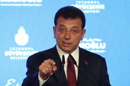 Istanbul Mayor Ekrem Imamoglu speaks during a press conference in Istanbul, Turkey August 15, 2023. REUTERS/Murad Sezer