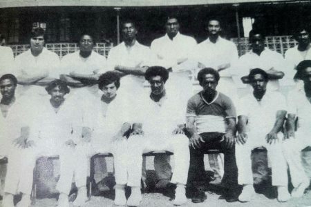 Guyana, Shell Shield and Geddes Grant/Harrison Line Trophy Champions 1983, back row, left to right: G E Charles, Kamal Singh, M A Lynch, R F Jospeh, R A Harper, C Butts, W H F White, D I Kallicharran; front row, left to right: L A Lambert, T R Etwaroo, S F A Bacchus, C H Lloyd (captain), R C Fredericks (manager/player), A A Lyght, M R Pydanna.
