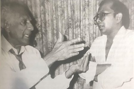 The author Clem Seecharan  and Cheddi Jagan in 1989 (Photo from book)